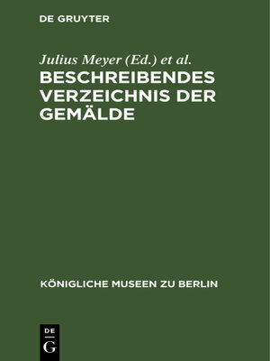 cover image of Beschreibendes Verzeichnis der Gemälde